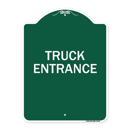 Signmission Designer Series Driveway Truck Entrance, Green & White Aluminum Sign, 18" x 24", GW-1824-24122 A-DES-GW-1824-24122